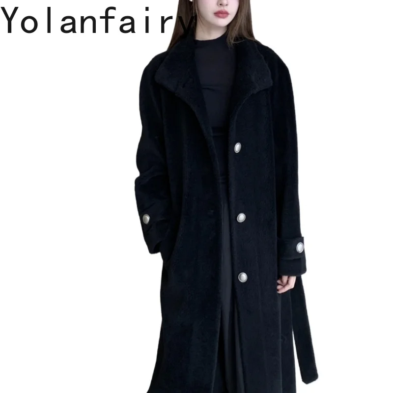 

YOLANFARIY 100% Wool Real Fur Coat Women Clothes Long Length Winter Coat Pellet Sheep Shearing Tops 2024 Abrigo Invierno Hombre