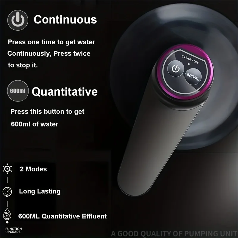 مضخة توزيع مياه كهربائية محمولة - مناسبة لزجاجات 2-5 جالون، بطارية ليثيوم قابلة لإعادة الشحن عبر USB، طاقة 4 وات، سهلة التشغيل