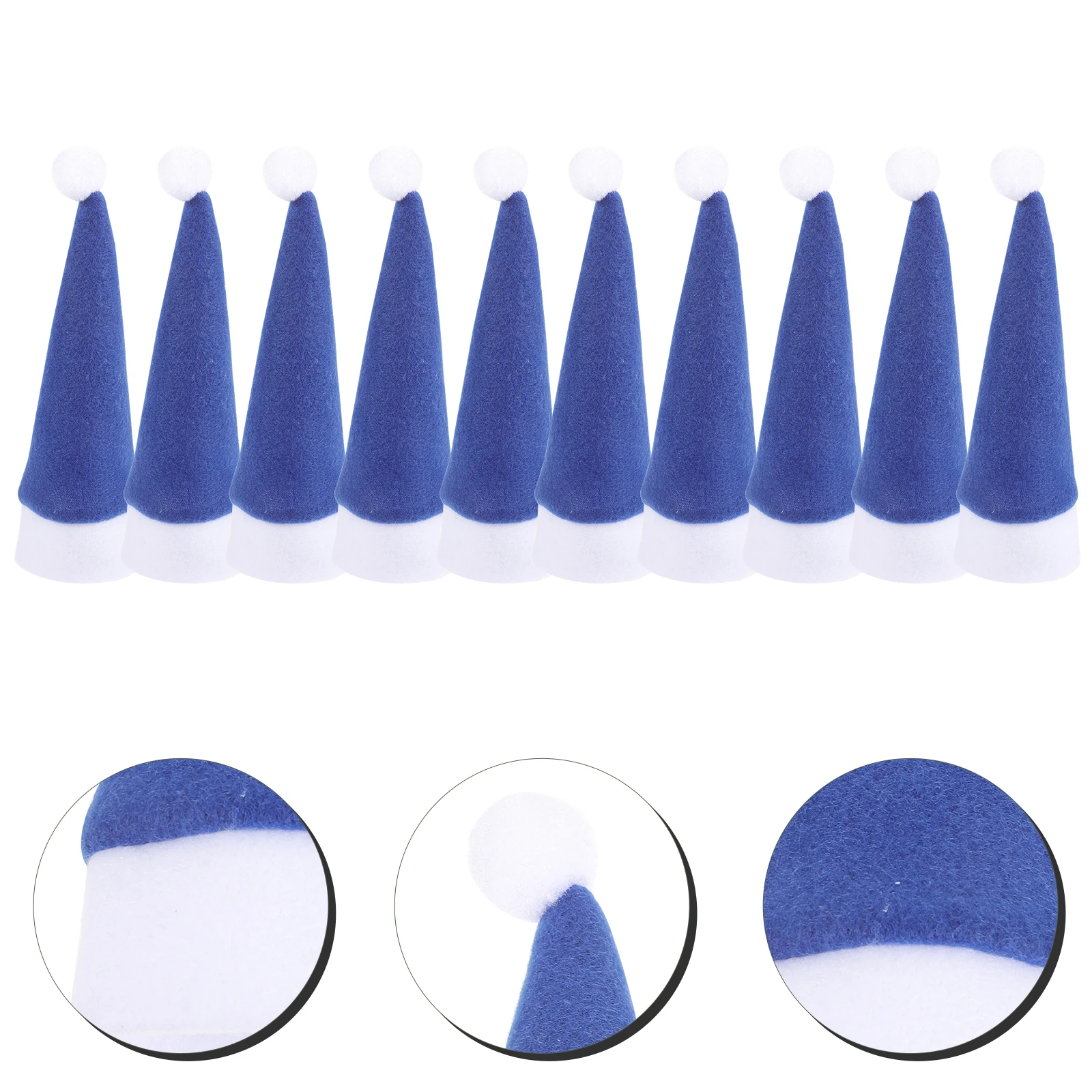

10 Pcs Christmas Hat Knife and Fork Bag Hats Tiny Party Lollipop Blue Mini Beanie