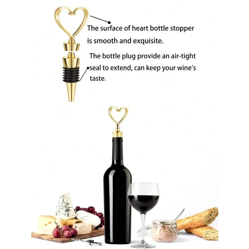 12pcs Plastic Wine Bottle Stopper Wedding Bridal Favor For Guests Heart Wine Stopper With White Organza Bags And Kraft Gift Tags