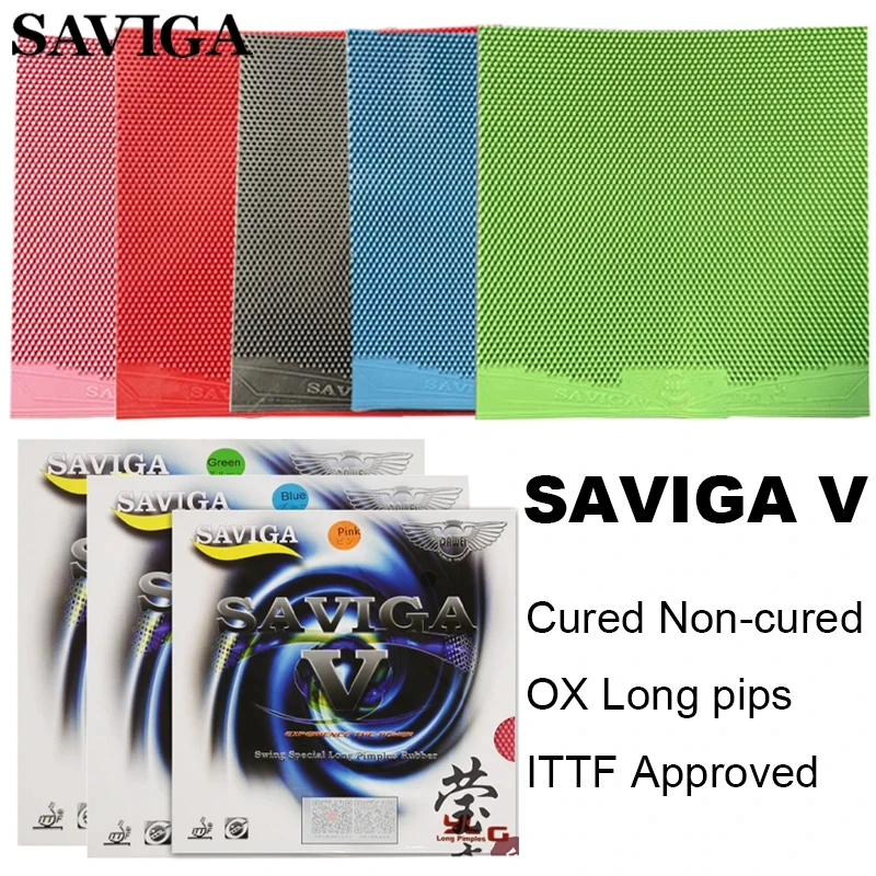 SAVIGA V5 OX Long Pips Table Tennis Rubber Medium & Small Particle Single Rubber Cured Non-cured Ping Pong Rubber ITTF Approved