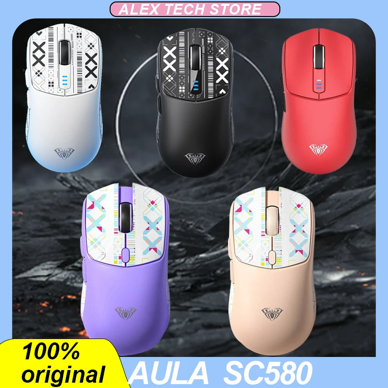 

Aula Sc580 Wireless Mouse 3mode 2.4g Usb Bluetooth 10000 Dpi Rechargeable Ergonomic Customized Lightweight Gaming Office Mouse