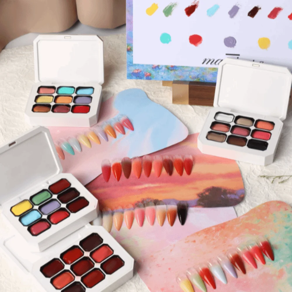 Mini 4w1 Pat Ombre Żelowy Lakier do Paznokci 9-kolorowy Francuski Manicure Łatwe Gradientowe Malowanie Żelowy Lakier UV Solidny Żel do Zdobienia Paznokci DIY