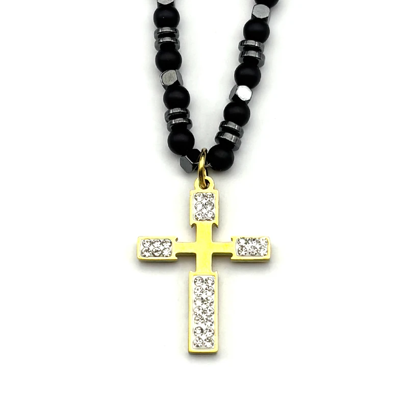 الدين الصليب حجر الراين سلسلة عنق للنساء الرجال الفولاذ المقاوم للصدأ الذهب اللون العصرية حفل زفاف القلائد مجوهرات الإكسسوار