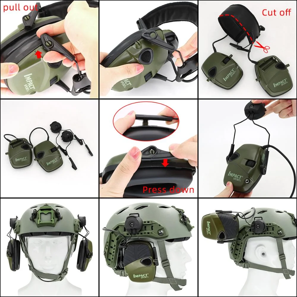 1 Paar taktische Headset-Halterung Bogen OPS-CORE Helm Schiene Adapter für Howard Leight Impact Sport Jagd Shooting Headset