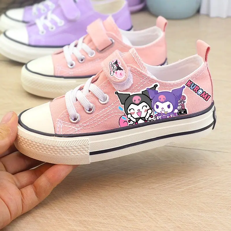 

2024 Kuromi MyMelody Children Shoes Sanrioed Kawaii Anime Cinnamoroll Babys Shoes Canvas Shoes Summer Princess Sneakers Kid Gift