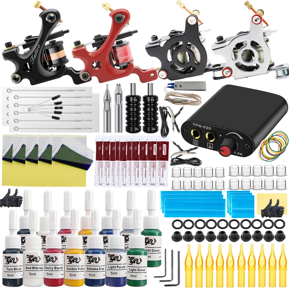 

Complete Tattoo Kit Coil Tattoo Machine Set Tattoo Power Supply Needles Tattoo Machine Kit for Beginner Starter Tattoo supplies