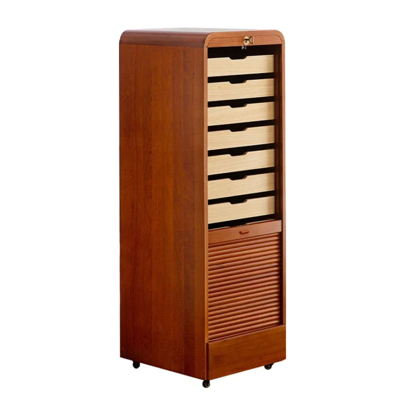 Curtain door treasure cabinet medieval cabinet, retro locker, file storage cabinet, cherry wood