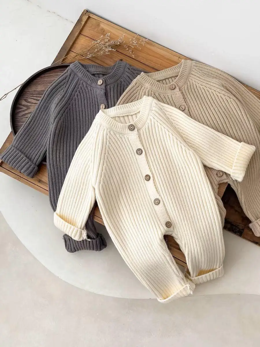 

Baby Rer Suit Boys Girls Knitted All-Match Spring Autumn Clothes Pure Color Ins Faionable Cler Suit Simple Sle