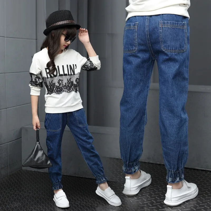 IENENS Kids Girls Clothing Jeans Trousers Toddler Infant Denim Pants Children Fashion Bottoms 4 5 6 7 8 9 10 11 12 13 Years