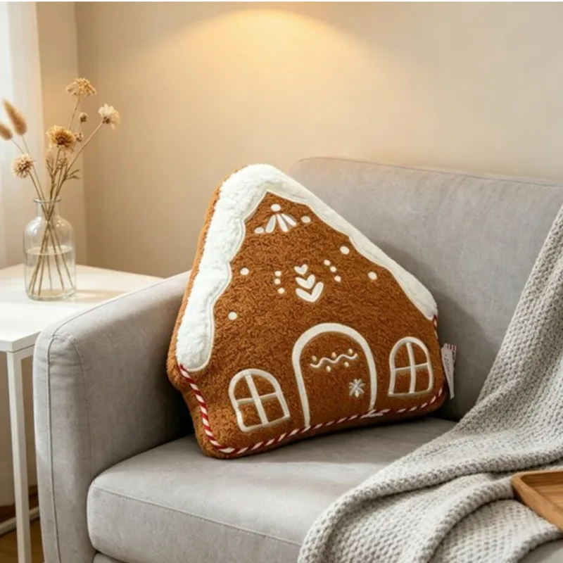 32cm Gingerbread House Plush Pillow Cushion Soft Teddy Fleece Stuffed Throw Pillow Christmas Bedroom Sofa Chair Backrest Gift