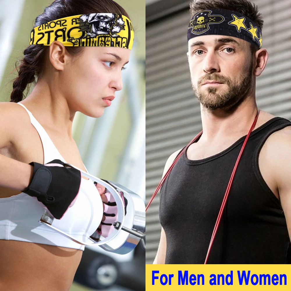 Men Women Sport Headband Skull Ghost Sweat Bandage Elastic Tennis Yoga Gym Headwear Fitness Running Sweatband Hair Accessories