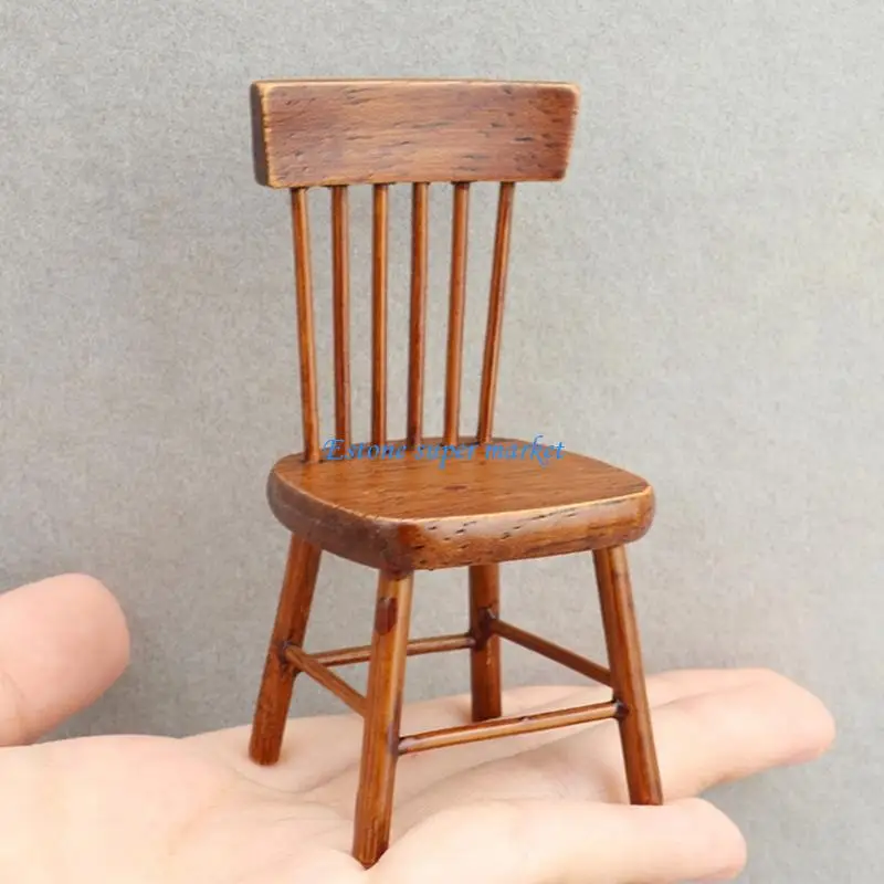 090B Miniature Dining Room Table Set with 2 Chair Friendly Painted Design for 1/12 Scale Dollhouses Scene Layout Decoration