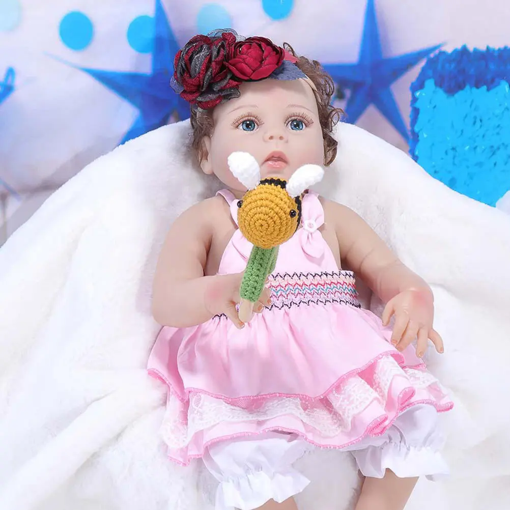 1 Stuks Bee Vormige Hand Rammelaar Baby Gebreide Molaire Baby Rustgevende Speelbal Zacht Veilig Grijpen Vroege Onderwijs Ontspanning Partner