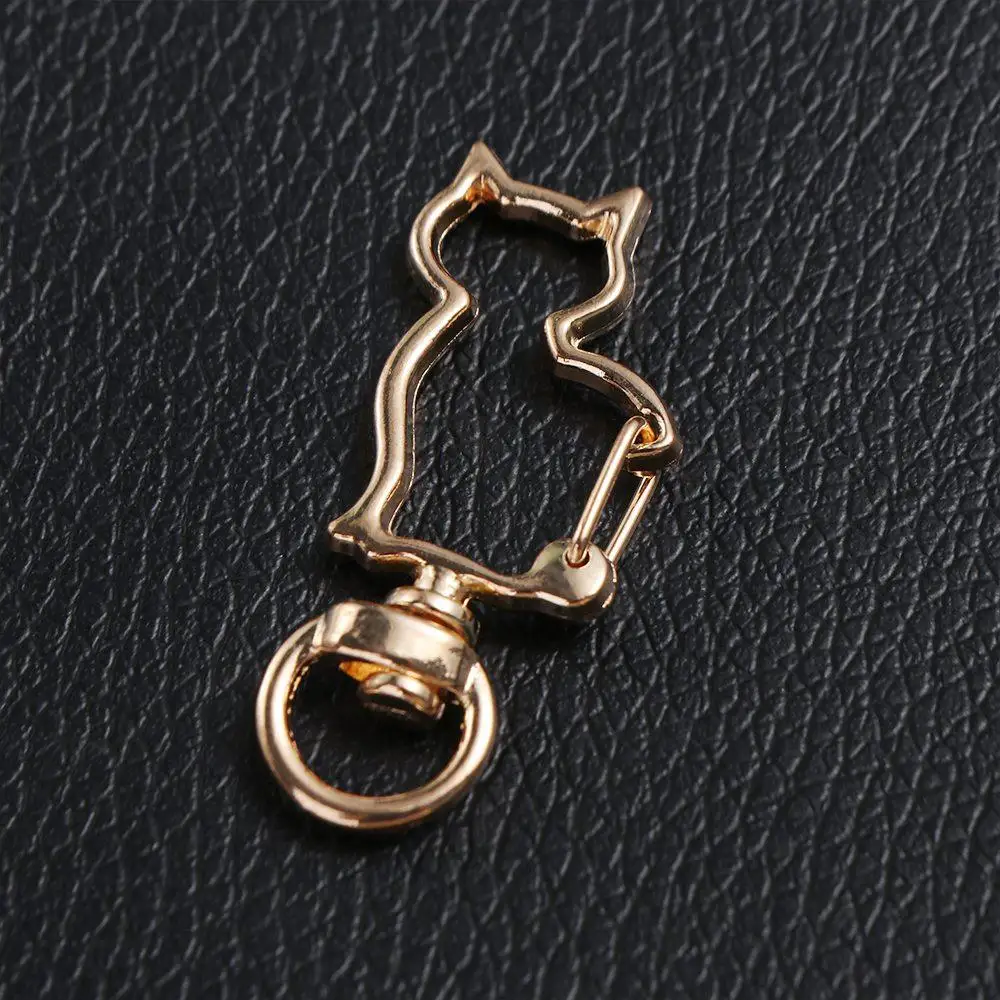 Alloy Cat Lobster Claw Clasp Gold Silver Plated Keyring Making Split Key Ring Connector Metal Ornament Cat Connecting Ring