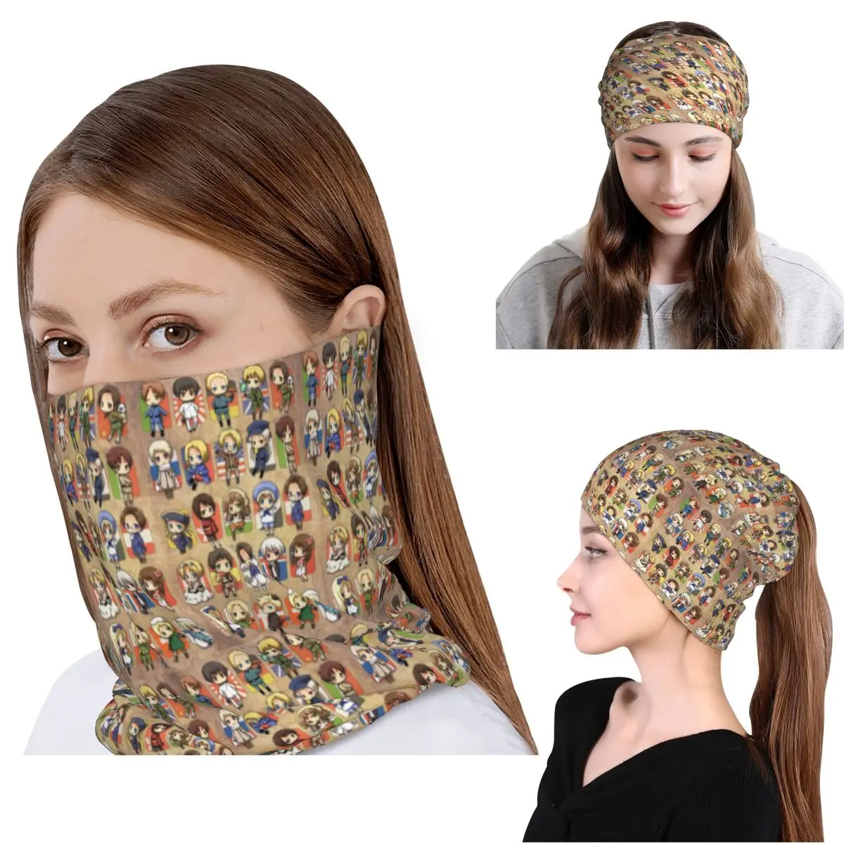 

Hetalia Group Bandana Neck Gaiter Face Scarf Warm Balaclava Beanies Hat for Men Women Adult Winter