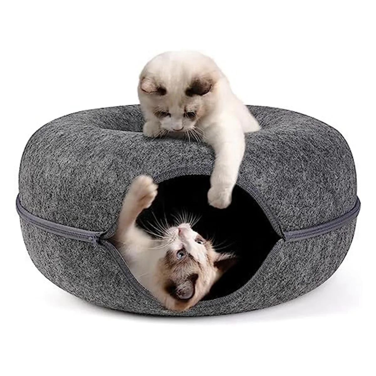 -Cat-Cave,Cat Tunnel Bed for Indoor Cats,Detachable Round Cat-Felt & Washable Interior Cat-Play Tunnel