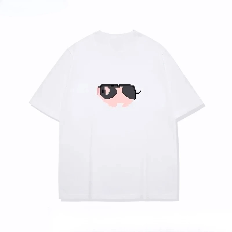 Kawaii Pixel Pig Print TShirt Men Women Animal Y2k Short Sleeve Aesthetic Daily Basic Fashion Clearance Sales for Woman Clothing
