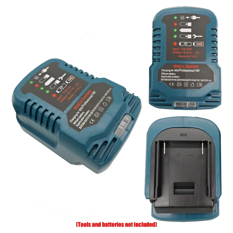 

Мини-автомобильное зарядное устройство для Bosch 18 В, литий-ионная аккумуляторная батарея, портативное зарядное устройство, вилка прикуривателя со светодиодной подсветкой для наружного использования