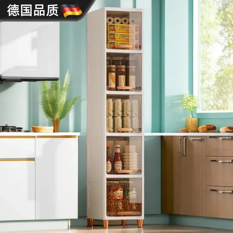 Storage cabinets, clamshell kitchen crevice lockers