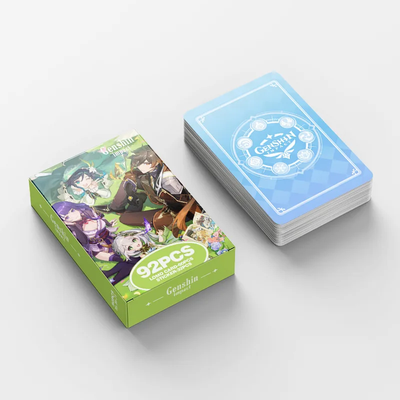 Genshin Impact-juego de tarjetas fotográficas de Anime, tarjetas Lomo, pegatinas de alta calidad, regalo para fanáticos, 92 unidades