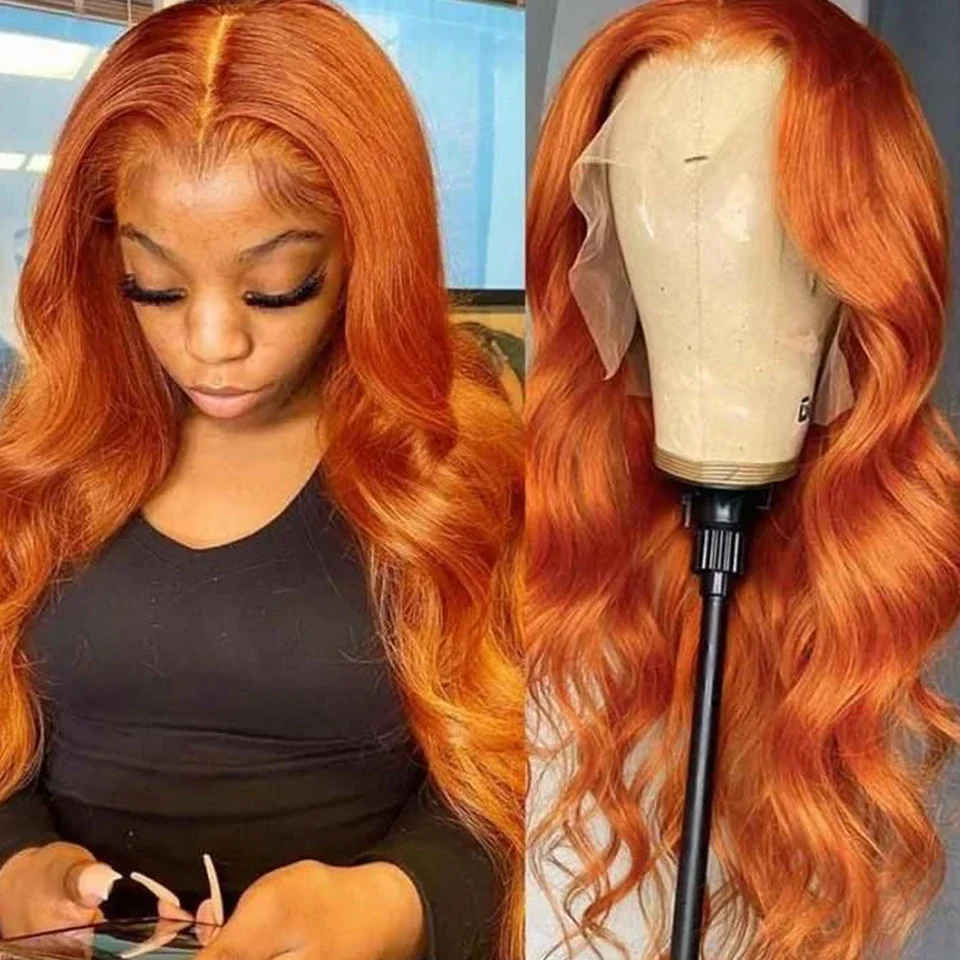 Joedir Ginger Orange 13x5 Malaysian Body Wave Lace Front Human Hair Wigs Wear To Go HD Transparent Glueless Human Hair Lace Wigs