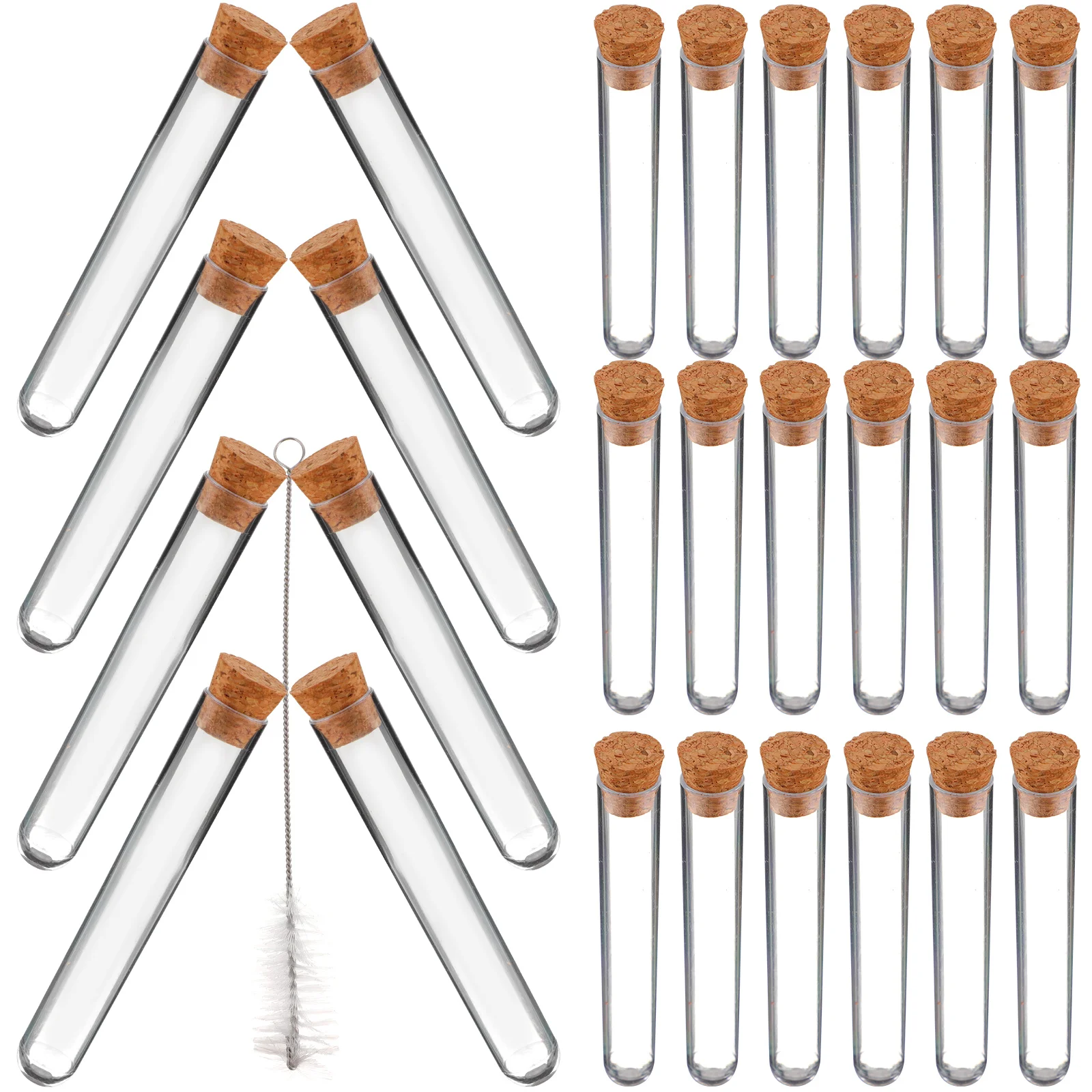 

Test Tubes Plastic with Stoppers Lids Transparent Glass Bottle Vials Corks Caps
