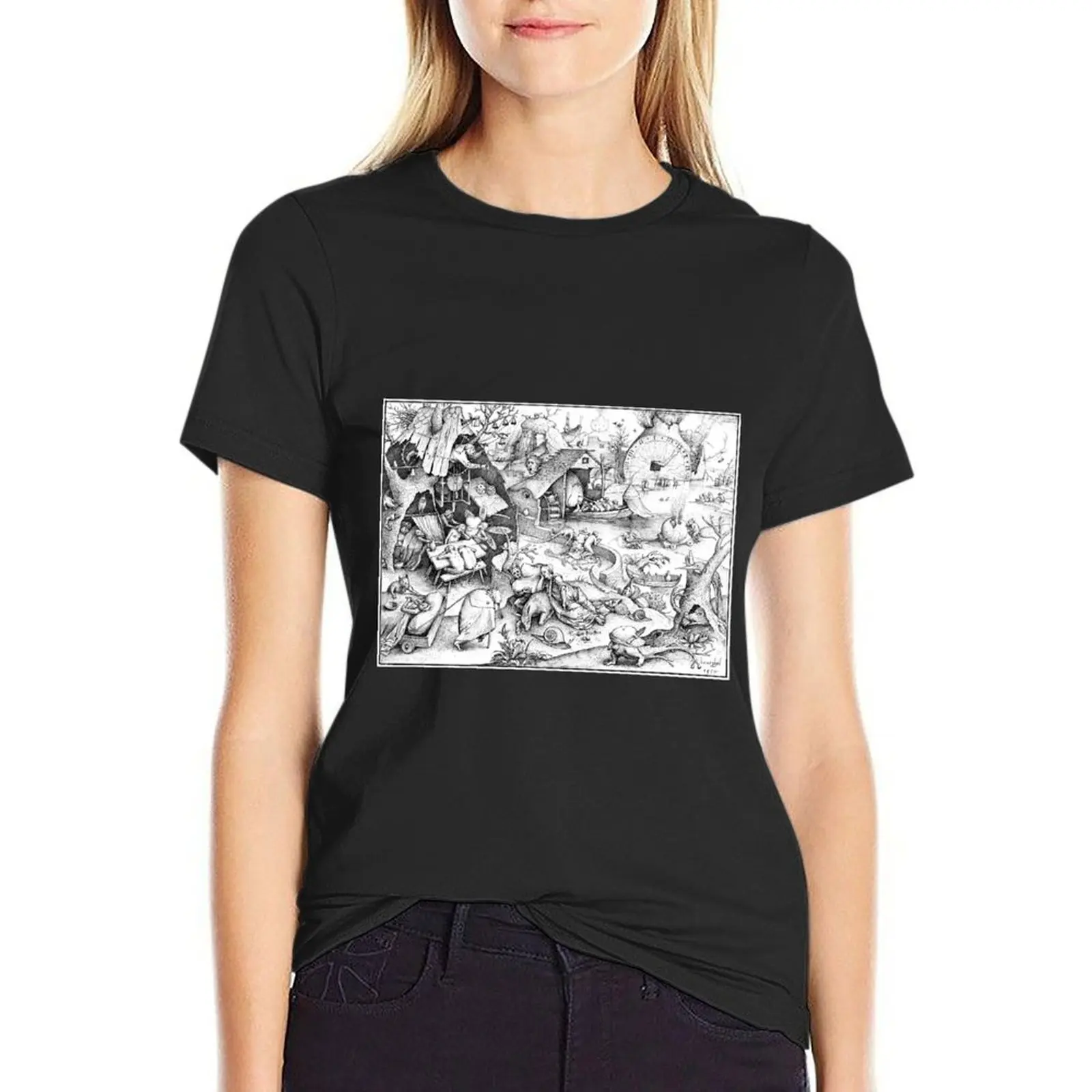 

HD. Sloth, by Pieter Bruegel the Elder . HIGH DEFINITION T-Shirt korean fashion Blouse t-shirt dress for Women graphic