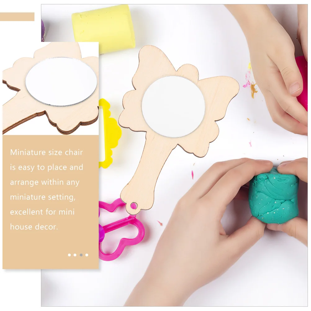 

12 pcs Diy Mini Handheld Craft Unpainted Kids For Crafts Small Unfinished Wooden Mirrors Handmade Wooden Mirror For Kids Diy