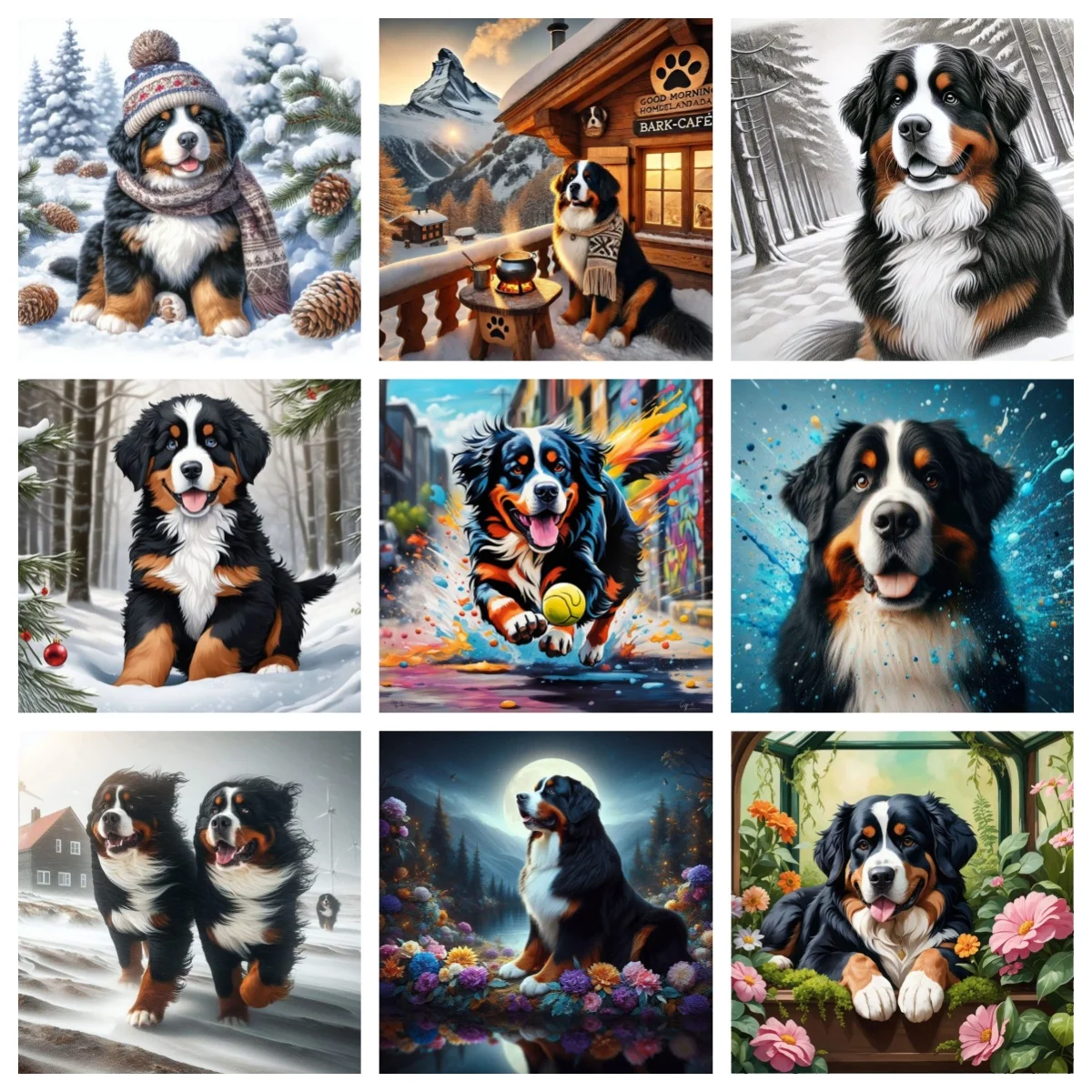 

Новый набор для алмазной вышивки «Бернская горная собака»: квадратный портрет питомца, 5D алмазная вышивка, декор для дома, подарок для детей