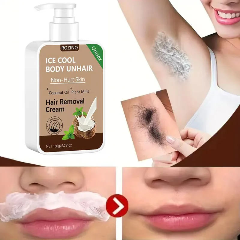 1Pcs/2Pcs/3Pcs Coconut Oil Hair Removal Cream, Single-Use, Lasts for 6 Months of Smoothness, Instant Hair Removal, 150g Coconut Hair Removal Cream, Gentle and Non-Irritating to the Skin, Semi-Permanent Hair Removal, Su