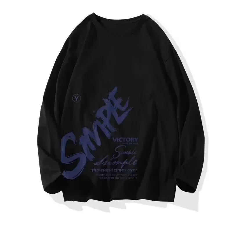 T-shirt à Manches sulfen Coton pour Homme, Streetwear Décontracté, Col Rond, Mode Hip Hop, Lettres Imprimées, Automne, Y2K