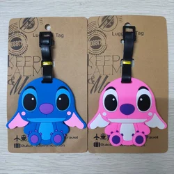 Etiqueta de equipaje de PVC para hombre y mujer, accesorio de viaje, etiqueta portátil de dibujos animados, Lilo Stitch, Maleta