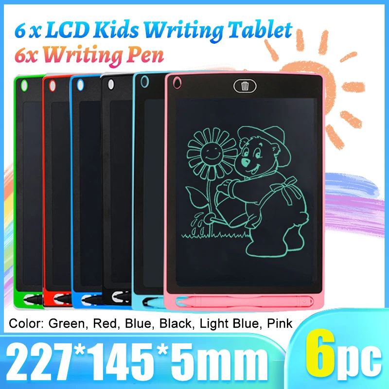 2024 Learning Set 6PC 8.5 inch LCD Display Electronic Writing Tablet Drawing Board Children Graffiti Sketchpad Pen Children Gift