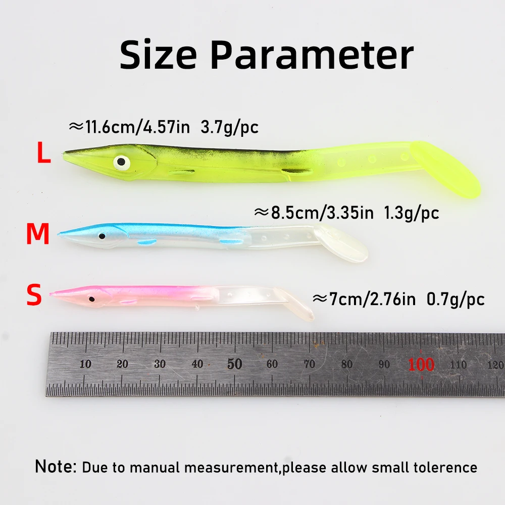 10 Stück 7cm 8,5cm 11,6cm Sandaelchen-Köder Weicher Plastikfischköder für Sabiki-Rig-Herstellung Salzwasser-Angelzubehör – Detail 2