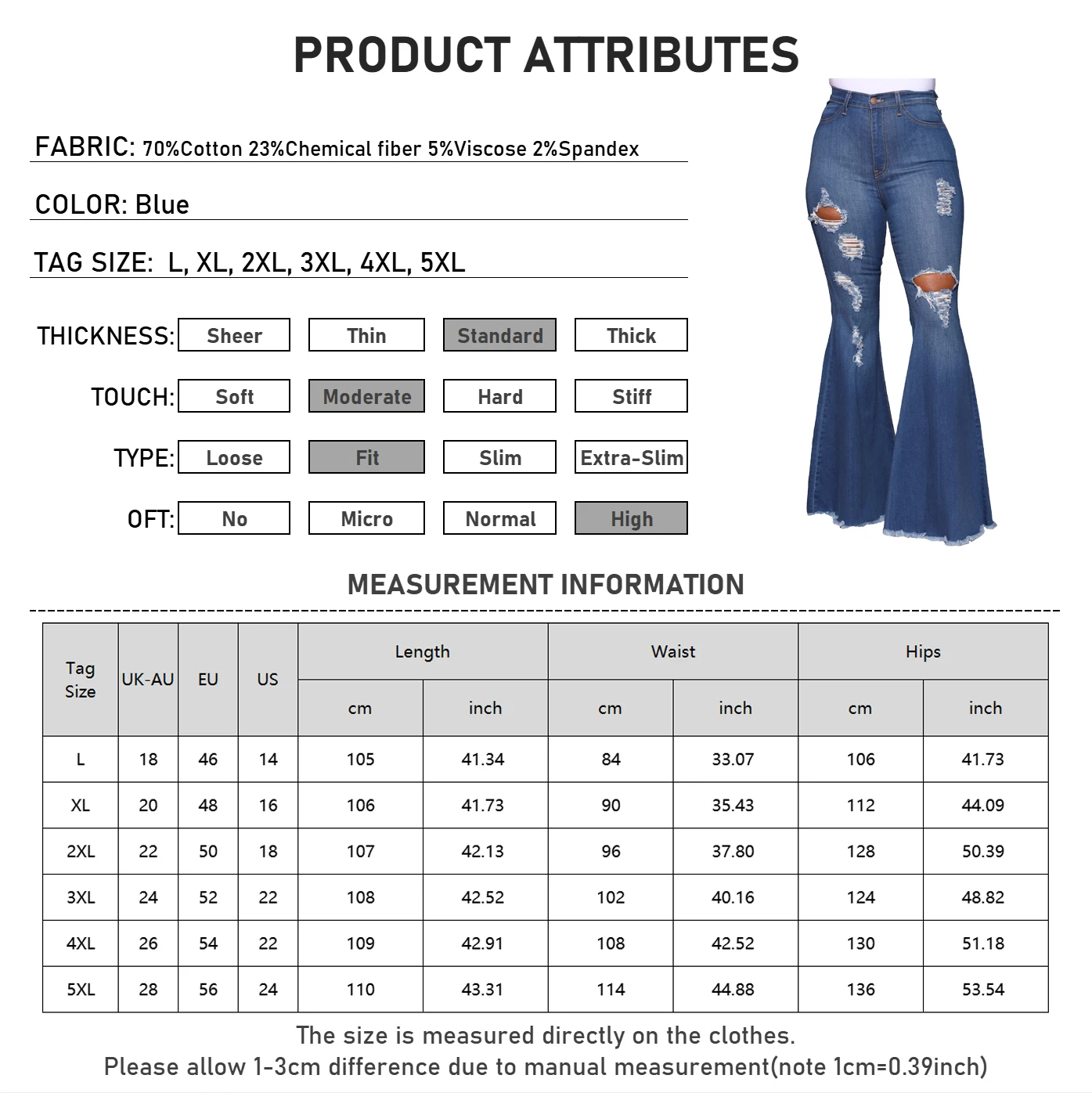 Plus Size Womens Hollow Out Skinny Slim Fit Flare Denim Pants Ladies Solid Street Style Jeans Trousers HOT&NEW