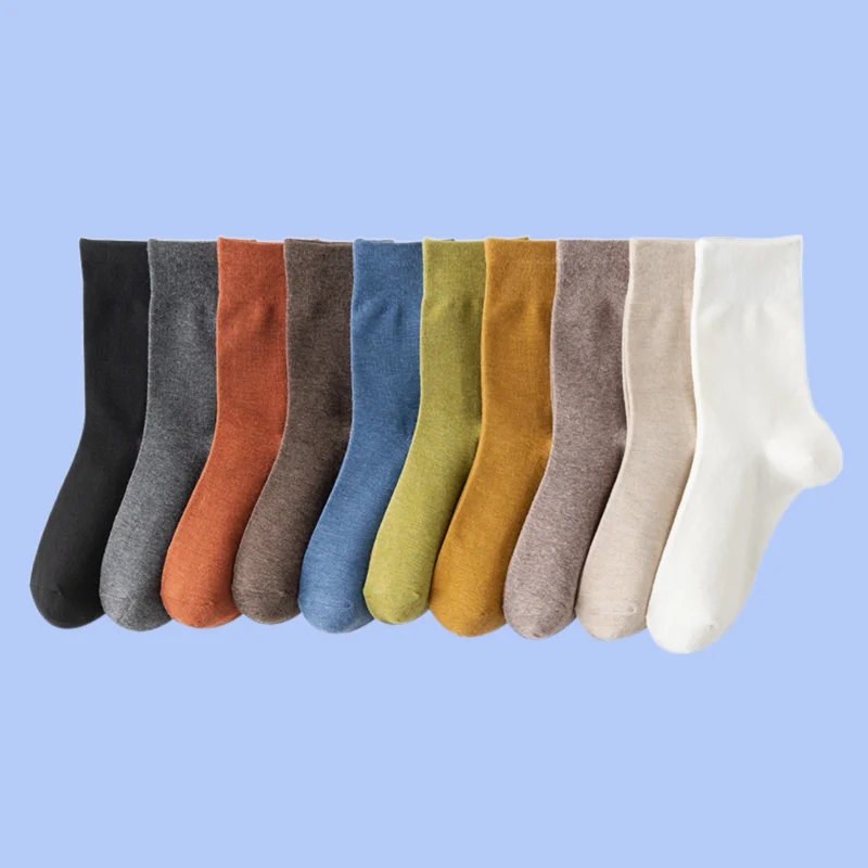 Calcetines de tubo medio para mujer, medias de Color sólido, versión coreana, primavera y verano, 5/10 pares, 2024