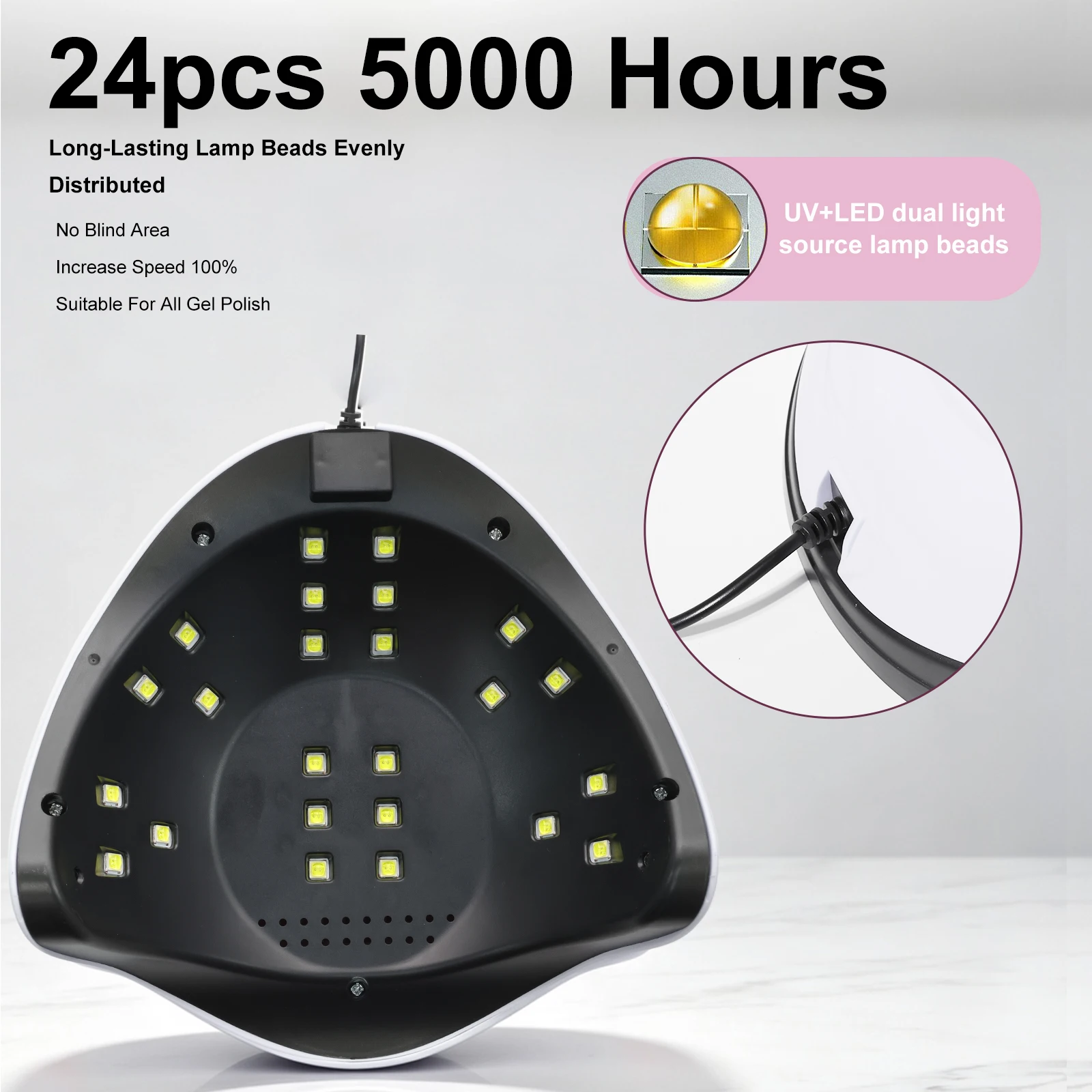 Professional 24LED UV Nail Art Lamp Dryer with Timers and Auto Sensor Curing Lamp Curing Gel Nail Polish Manicure Tool