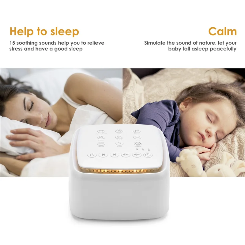 AINY-White Noise Machine,Rechargeable Sound Machine For Baby Adults,30 Soothing Sounds And Warm Light For Sleeping Durable