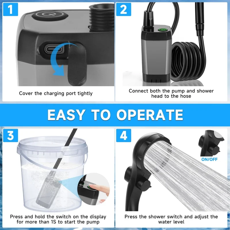 Outdoor Shower Device,A Portable Electric Shower Head,Suitable for Use in Camping,Construction Sites and Dormitories for Bathing image 3