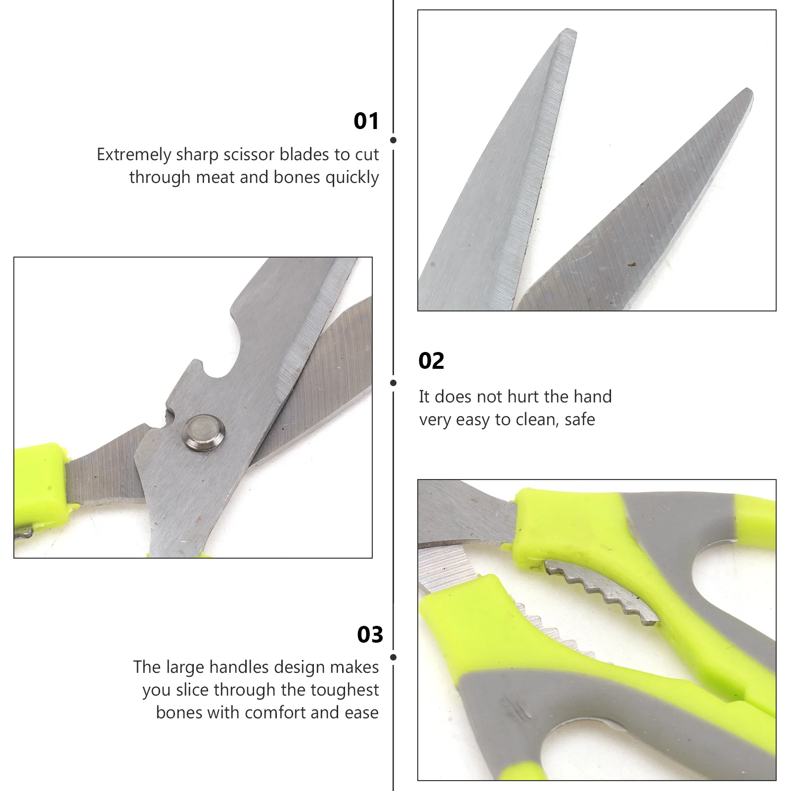 

Kitchen Scissors Multifunctional Heavy Duty Stainless Steel Strong Cutting for Meat Bones Chicken Fish Easy Clean Comfort Grip