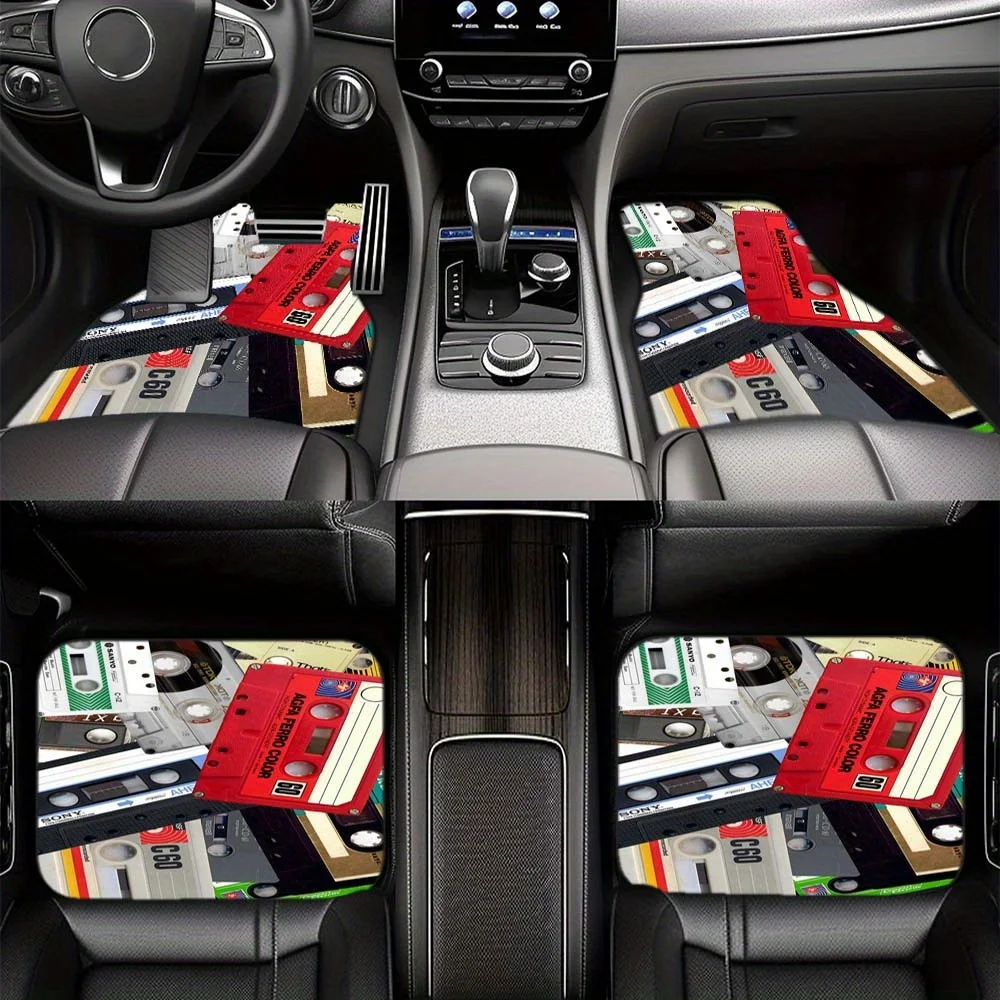 Vintage Cassette Tape Car Floor Mats - Stylish Interior For Compact Cars, Vans, Suvs & More