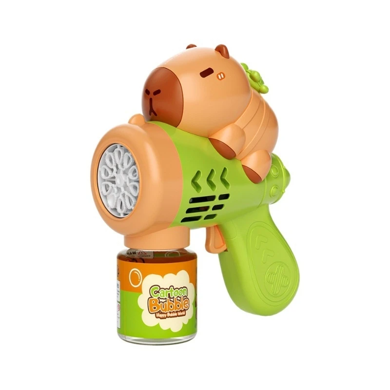 Automatyczna Maszyna do Baniek Mydlanych Kapibara Elektryczny Pistolet do Baniek z Podświetleniem W pełni Automatyczny Pistolet do Baniek Zabawka Gra na Zewnątrz 2025