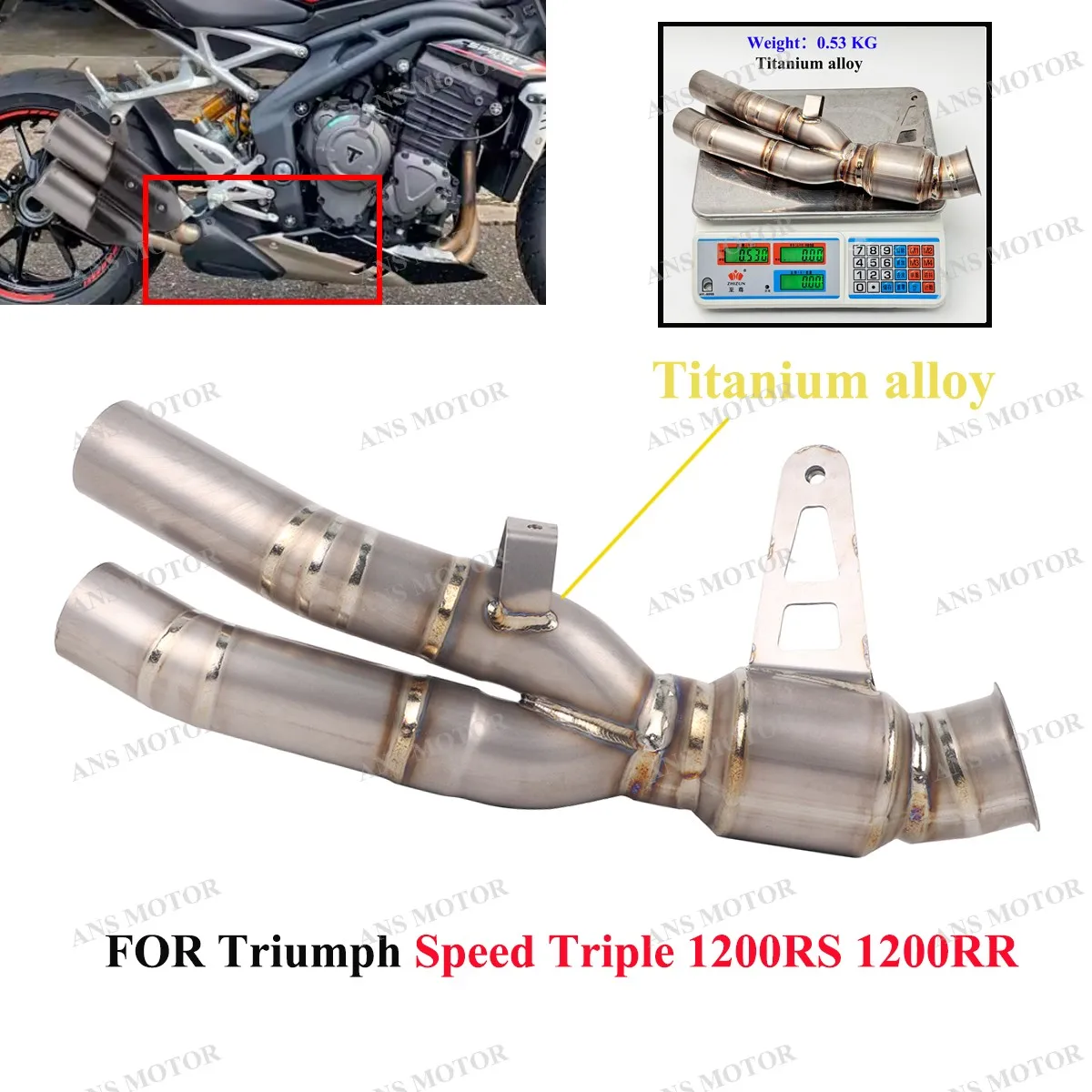 

Mid Pipe For Triumph Speed Triple RS1200 1200RR 2021-2024 Motorcycle Exhaust Slip On Muffler Pipe Original Diameter