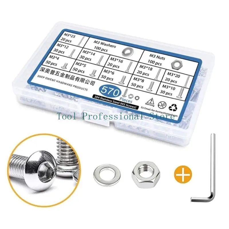 57QF Socket Head Screw Complete Set of Stainless Steel Screws with & Washers