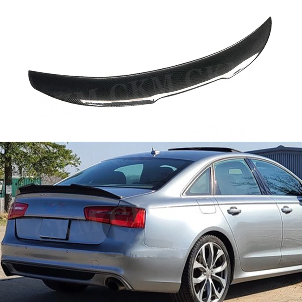 

CKMUUER Car Rear Spoiler Wing Carbon Fiber for Audi A6 C7 S6 2012-2019 Car Rear Trunk Lid Spoiler Wing Lip Auto Accessories FRP