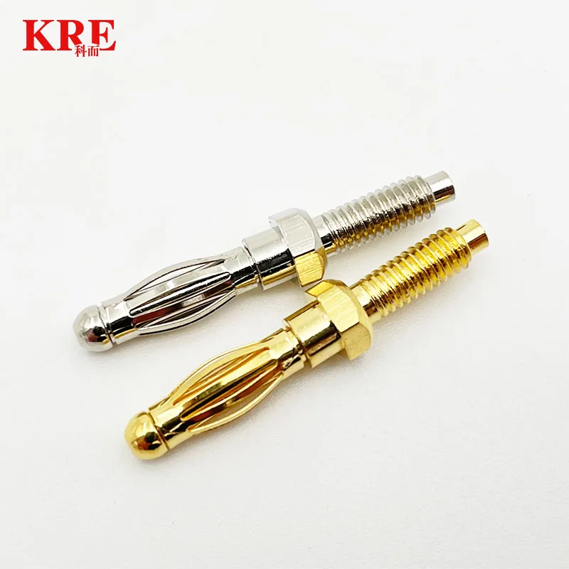 20PCS 4mm Lantern Type Banana Plug With M4 Thread Male Connectors Audio Plug Cold Pressure Solderless Electric DIY