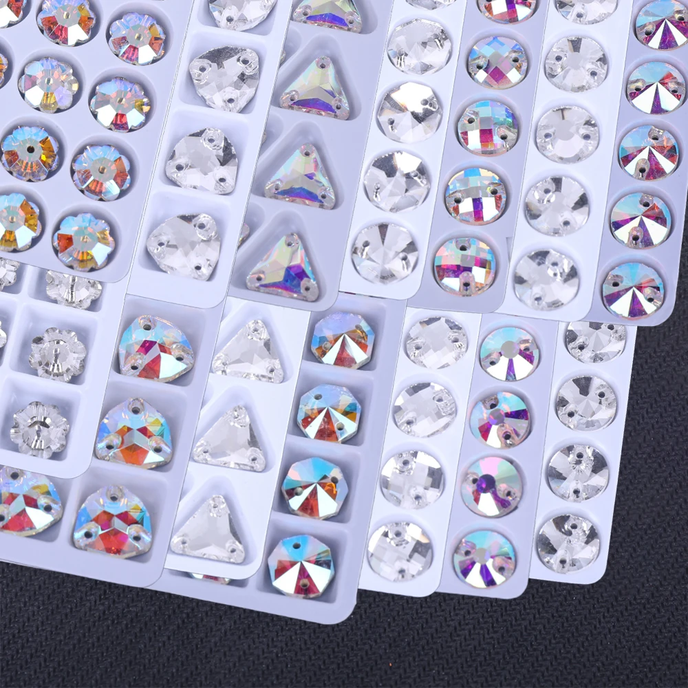 Vc All Shapes  Sew On AB Rhinestone Flatback Glass Crystals for Clothing Wedding Dresses All For Decoration DIY