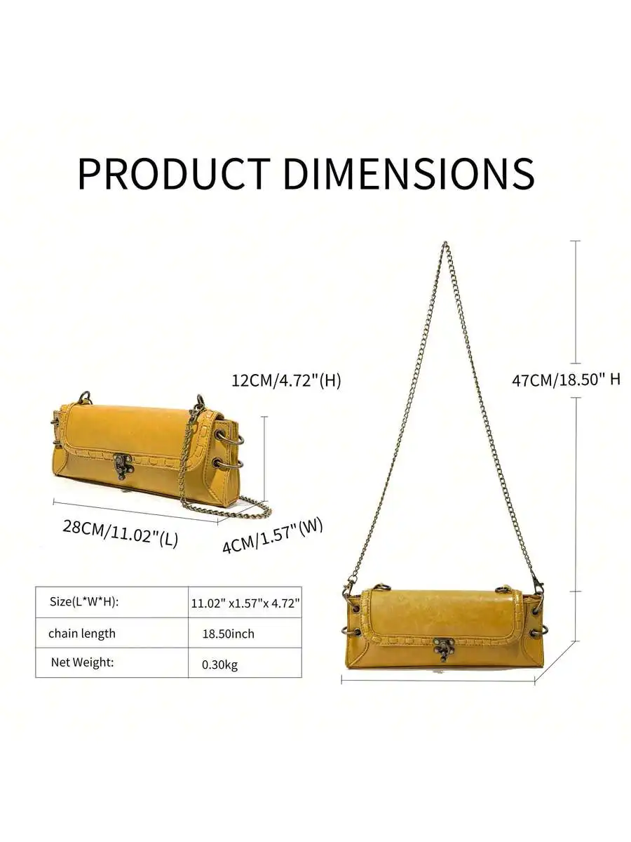 

Yellow Versatile Shoulder Crossbody Clutch Bag With Chain Strap