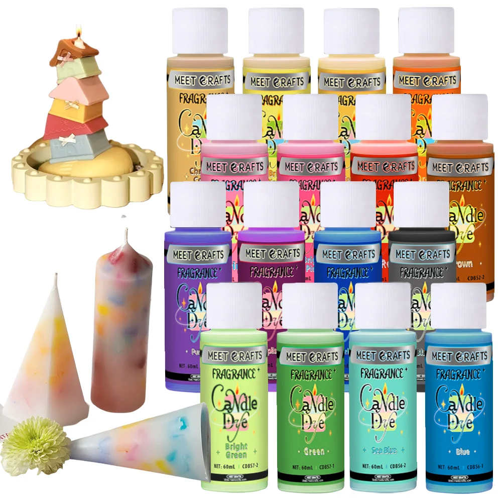 

Meetscrafts 16-цветная краска для ароматических свечей на масляной основе — высокая прочность цвета, термостойкая, легко растворяется для свечей своими руками